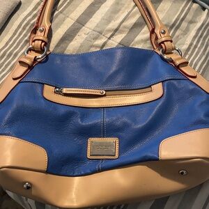Tignanello Blue and Tan Shoulder bag